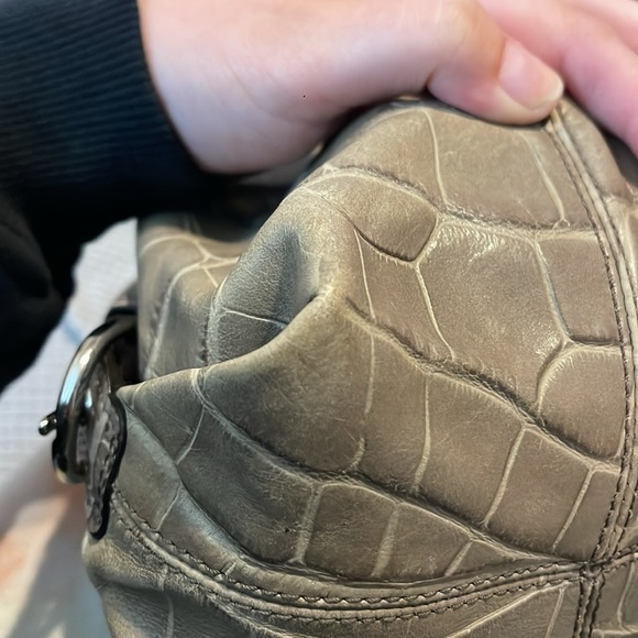 Coach Madison Grey Leather Embossed Carryall Crocodile Print Bag Purse - Picture 9 of 16